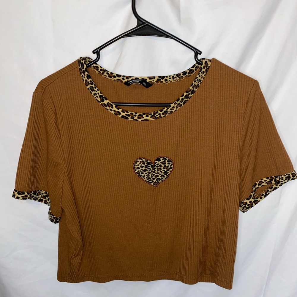 Cheetah Print Y2K Ribbed Crop Top